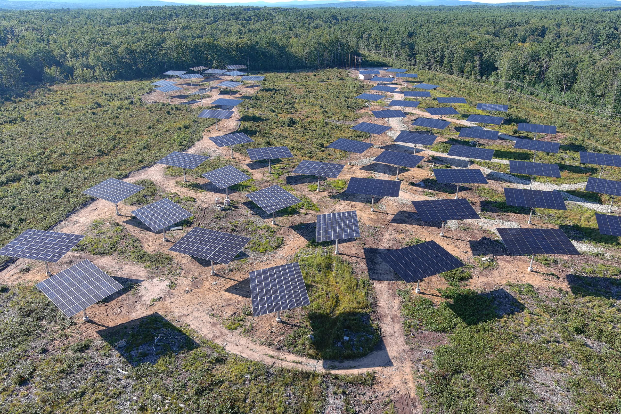 Rochester Megawatt Project - 60 dual-axis trackers aerial view